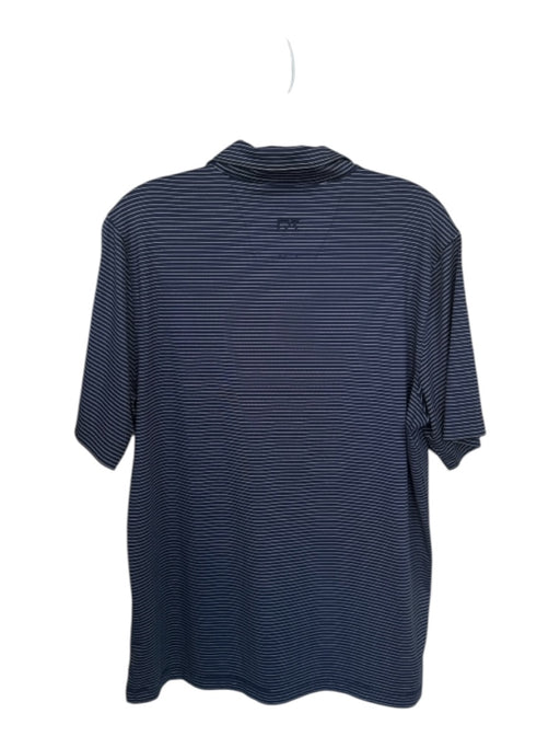 Cutter & Buck Size M Navy & Orange Polyester Striped Golf Men's Polo Navy & Orange / M