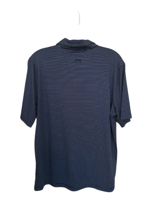 Cutter & Buck Size M Navy & Orange Polyester Striped Golf Men's Polo Navy & Orange / M