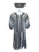 Velvet Size M White & Black Cotton 3/4 Balloon Sleeve Tribal Split Neck Dress White & Black / M