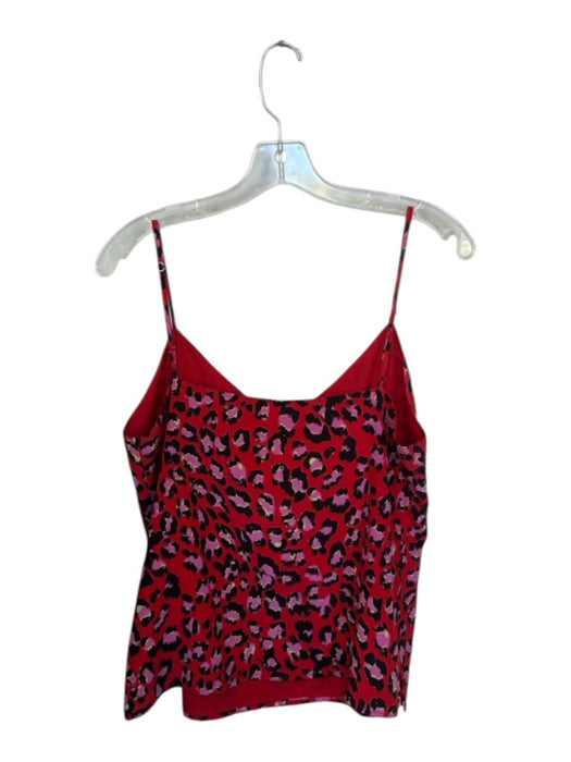 L'agence Size M Red & Pink Silk Spaghetti Strap Animal Print Lined Top Red & Pink / M