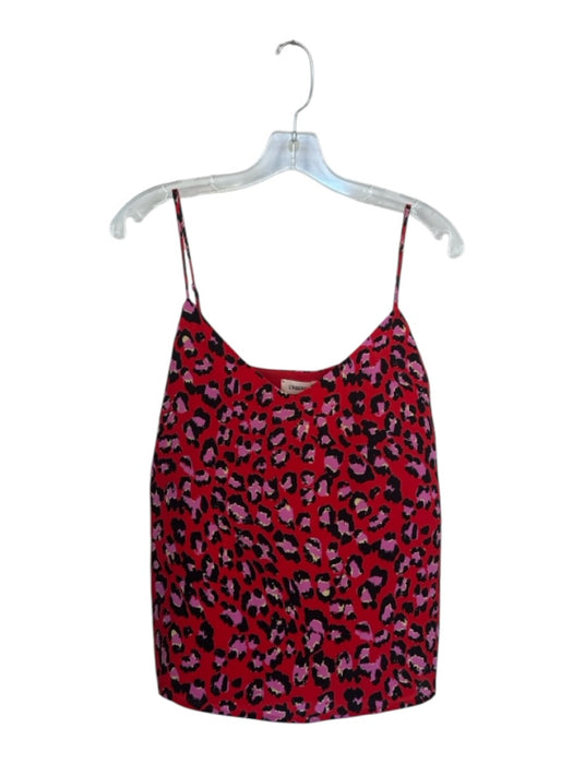 L'agence Size M Red & Pink Silk Spaghetti Strap Animal Print Lined Top Red & Pink / M