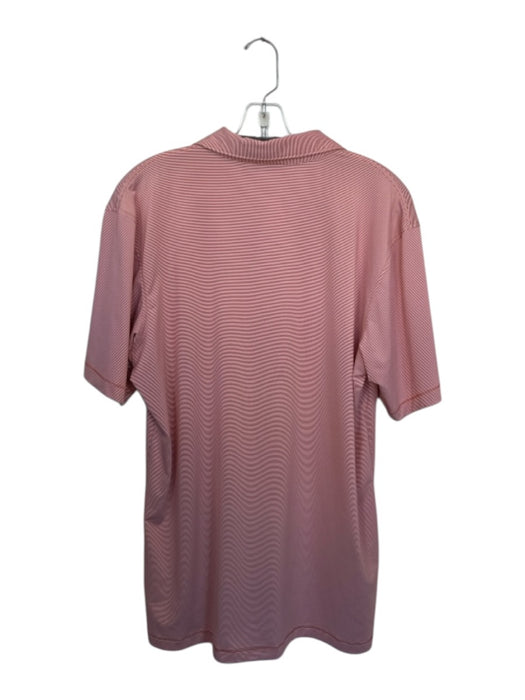 Peter Millar Size M Orange & White Polyester Striped Golf Men's Polo Orange & White / M