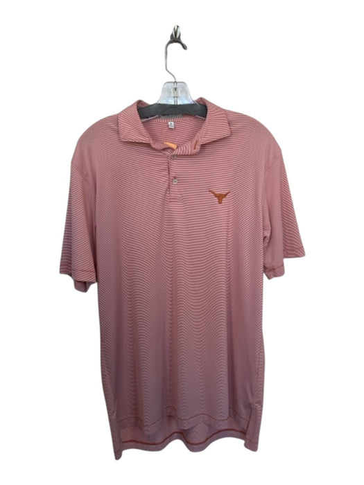 Peter Millar Size M Orange & White Polyester Striped Golf Men's Polo Orange & White / M