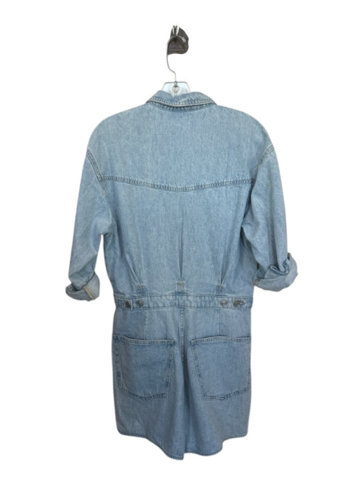 7 For All Mankind Size M Light Wash Cotton Long Sleeve Button Down Denim Romper Light Wash / M