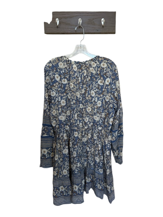 Veronica Beard Size L Blue & Tan Viscose Blend Long Sleeve Botanical Dress Blue & Tan / L