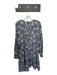 Veronica Beard Size L Blue & Tan Viscose Blend Long Sleeve Botanical Dress Blue & Tan / L