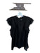 Sabina Musayev Size L Black Tencel Blend Flutter Sleeves Lace Trim Ruffles Top Black / L