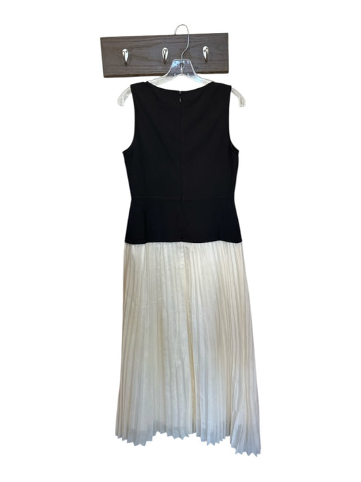 Moon River Size M Black & Cream Polyester Sleeveless Acordian Pleated Maxi Dress Black & Cream / M