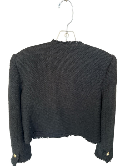 Cinq a Sept Size 6 Black & Gold Cotton Tweed Fringe Buttons Jacket Black & Gold / 6