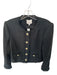 Cinq a Sept Size 6 Black & Gold Cotton Tweed Fringe Buttons Jacket Black & Gold / 6