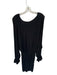 Alexis Size L Black Rayon Blend Long Balloon Sleeve Ribbed Gathered Front Dress Black / L