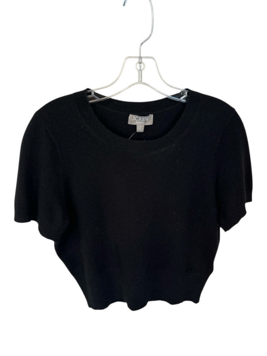 J. Crew Size M Black Cashmere Short Sleeve Crew Neck Sweater Black / M