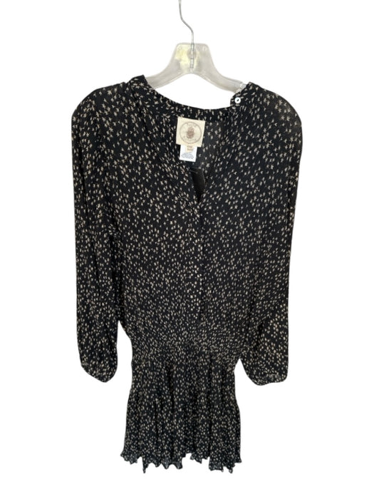 Muche et Muchette Size One Size Black & Tan Polyester Long Balloon Sleeve Dress Black & Tan / One Size