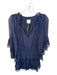 Misa Size M Navy Polyester Long Bell Sleeve Elastic Waist Ruffles Dress Navy / M