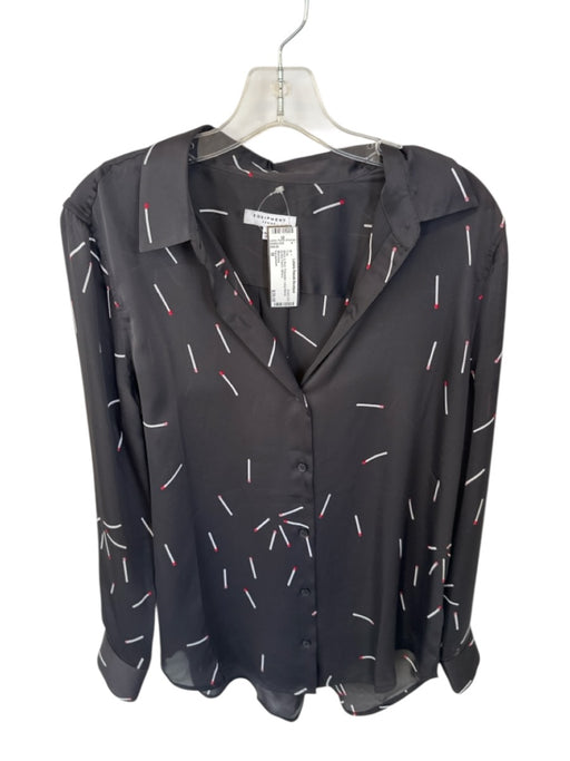 Equipment Size M Black & Red Polyester Long Sleeve Button Down Top Black & Red / M
