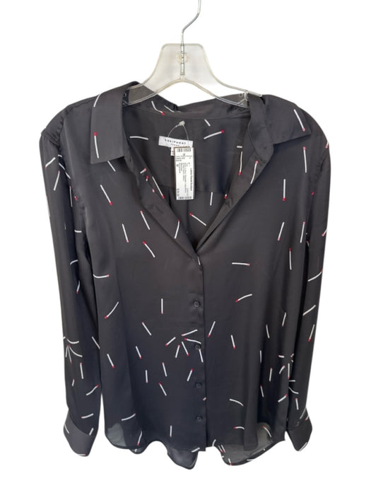 Equipment Size M Black & Red Polyester Long Sleeve Button Down Top Black & Red / M
