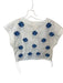 Sezane Size 38 White & Blue Cotton Cap Sleeve Embroidered Flowers Boxy Top White & Blue / 38