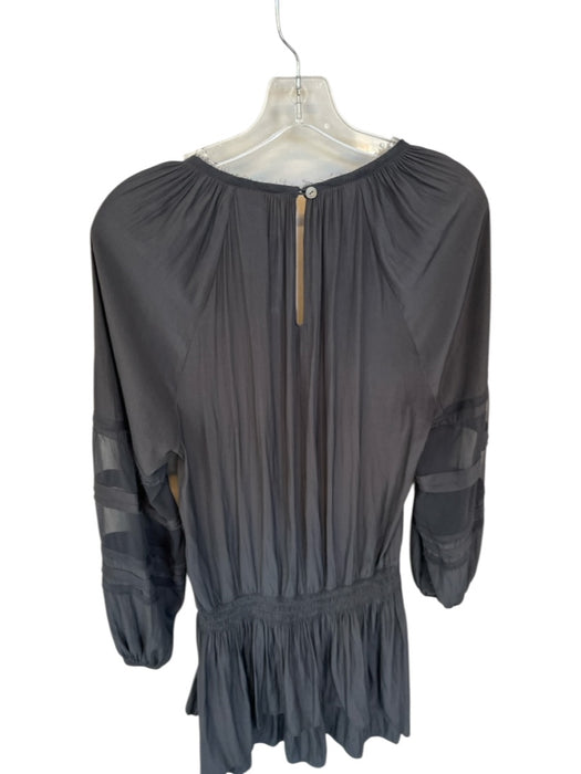 Ramy Brook Size M Black Polyester Long Balloon Sleeve Raw Edge Dress Black / M