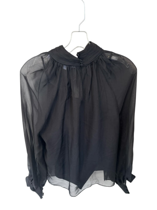 Veronica Beard Size 6 Black Silk Long Sheer Sleeves Mock Neck Slip Incl Top Black / 6