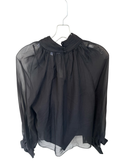 Veronica Beard Size 6 Black Silk Long Sheer Sleeves Mock Neck Slip Incl Top Black / 6