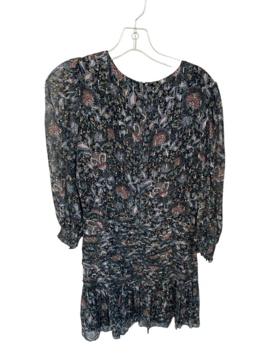 Shoshanna Size 8 Blue & Purple Viscose Blend Swiss Dot Leaves Metallic Dress Blue & Purple / 8