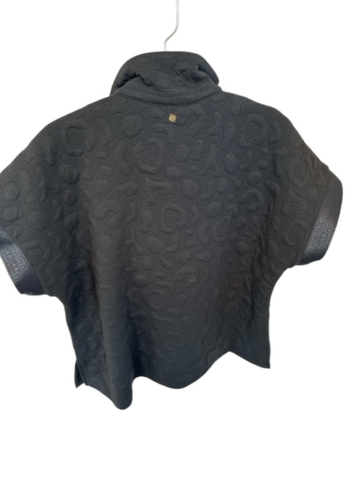 Emily McCarthy Size S Black & Gold Polyester jaquard Front Zip Short Sleeve Top Black & Gold / S