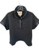 Emily McCarthy Size S Black & Gold Polyester jaquard Front Zip Short Sleeve Top Black & Gold / S