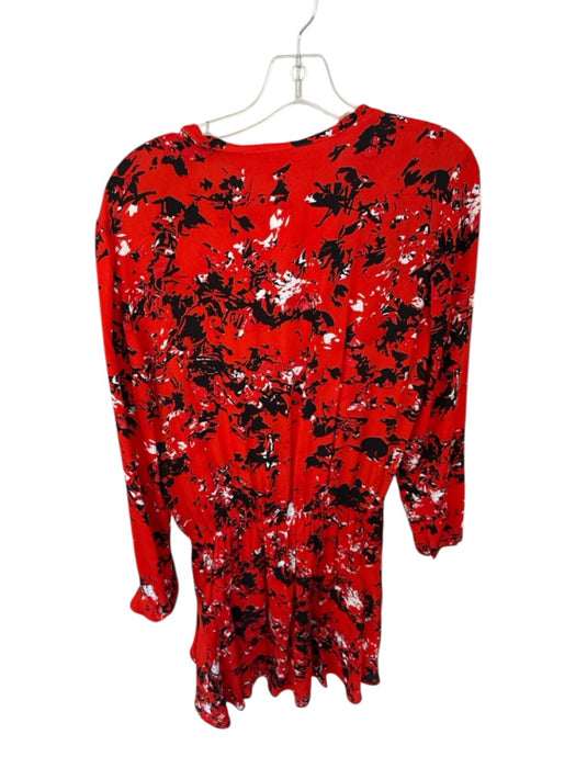 Karina Grimaldi Size M Red & Black Rayon Long Balloon Sleeve Abstract Dress Red & Black / M
