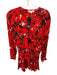 Karina Grimaldi Size M Red & Black Rayon Long Balloon Sleeve Abstract Dress Red & Black / M