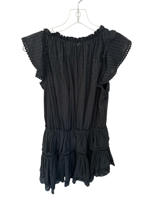 Misa Size XL Black Cotton Flutter Sleeves Swiss Dot Lace Trim Dress Black / XL