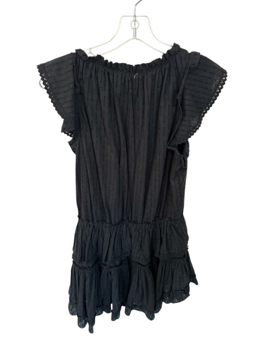 Misa Size XL Black Cotton Flutter Sleeves Swiss Dot Lace Trim Dress Black / XL