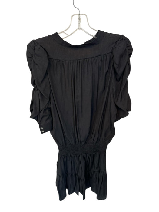 Muche et Muchette Size M/L Black Polyester 3/4 Balloon Sleeve Buttons Dress Black / M/L