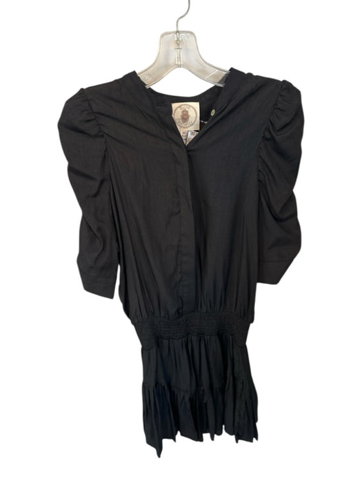 Muche et Muchette Size M/L Black Polyester 3/4 Balloon Sleeve Buttons Dress Black / M/L