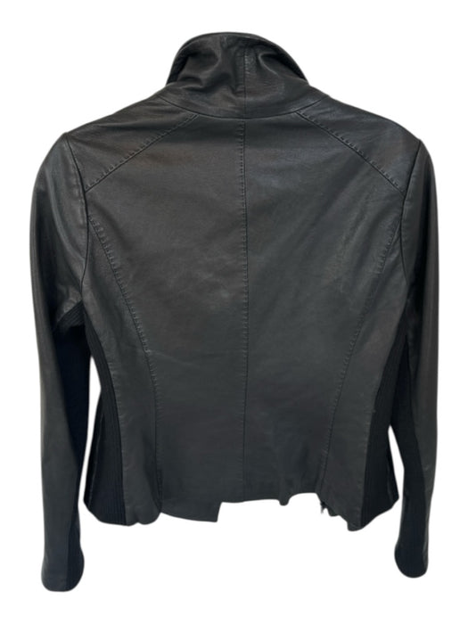 Vince Size M Black Lamb leather Zip Close Long Sleeve Jacket Black / M