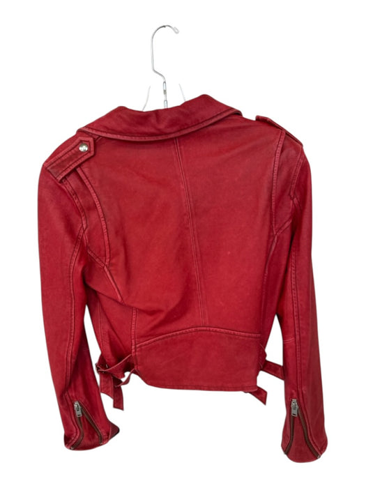 IRO Size 42 Red Lamb leather Long Sleeve Zip Close Moto Jacket Red / 42