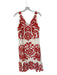 Sea New York Size 6 Cream & Red Cotton Sleeveless Lace Application V Neck Dress Cream & Red / 6