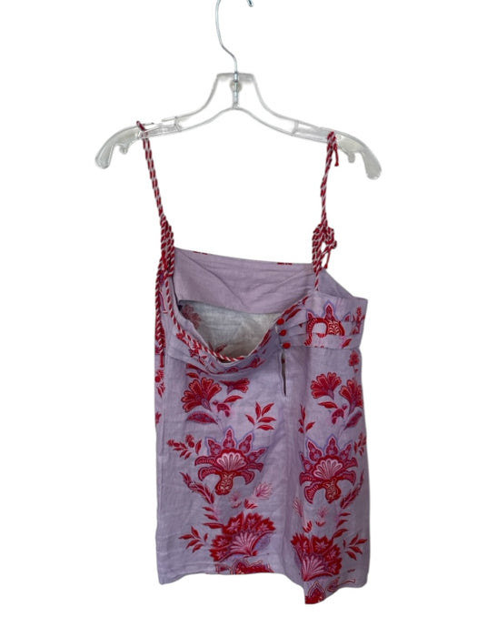 Farm Rio Size M Purple & Red Linen Rope Strap Flowers Pleat Detail Short Dress Purple & Red / M