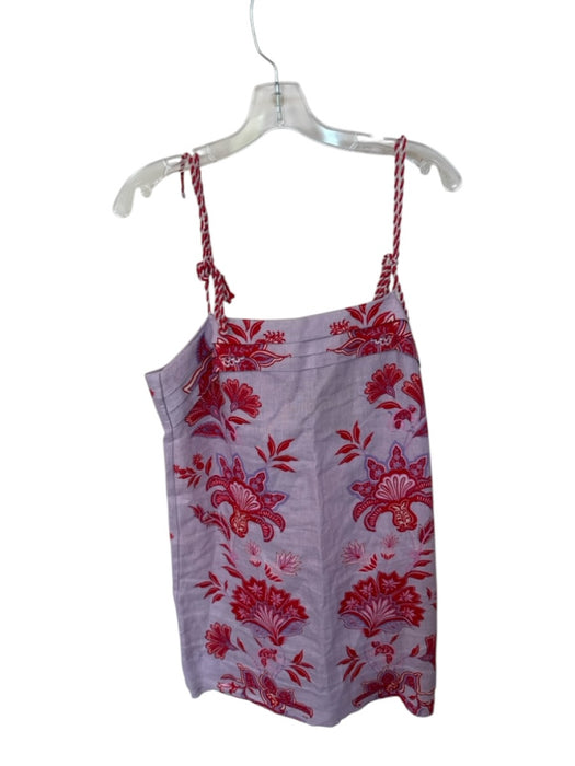 Farm Rio Size M Purple & Red Linen Rope Strap Flowers Pleat Detail Short Dress Purple & Red / M
