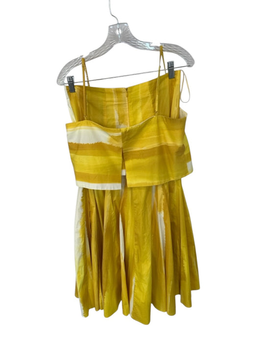 Antonio Melani Size 8 Yellow & White Cotton Blend High Waist Cropped Skirt Set Yellow & White / 8