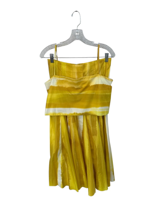 Antonio Melani Size 8 Yellow & White Cotton Blend High Waist Cropped Skirt Set Yellow & White / 8