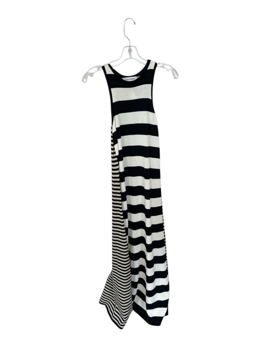 Solid & Striped Size M Black & Cream Viscose Sleeveless Lines Maxi Dress Black & Cream / M