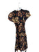 Ulla Johnson Size 8 Black & Tan Cotton Short Balloon Sleeve Flowers Belted Dress Black & Tan / 8