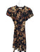 Ulla Johnson Size 8 Black & Tan Cotton Short Balloon Sleeve Flowers Belted Dress Black & Tan / 8