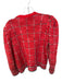 L'agence Size M Red & Black Cotton Blend Shoulder Pads Tweed Button Down Jacket Red & Black / M