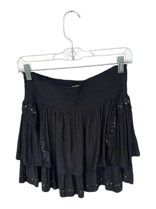 Ramy Brook Size M Charcoal & Bronze Polyester Smocked Studded Mini Skirt Charcoal & Bronze / M