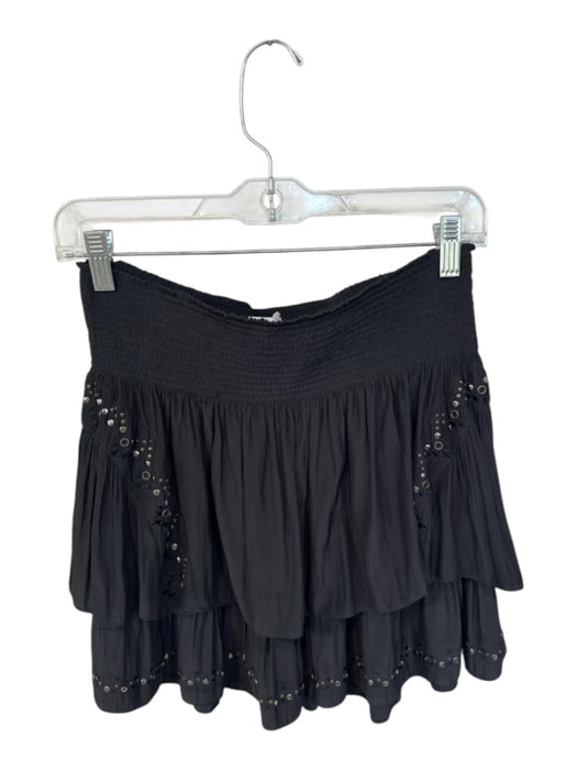 Ramy Brook Size M Charcoal & Bronze Polyester Smocked Studded Mini Skirt Charcoal & Bronze / M