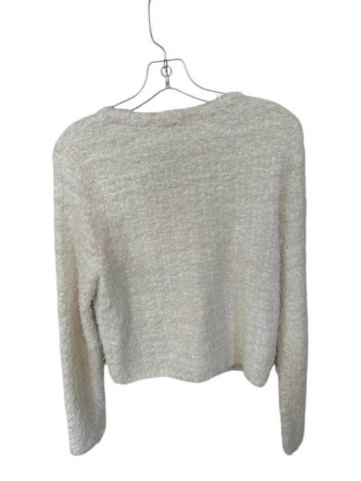 Vince Size M Cream Cotton Blend Fuzzy Button Down Cardigan Sweater Cream / M