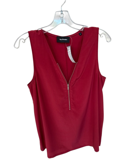 The Kooples Size M Red Silk Sleeveless Front Zip Top Red / M