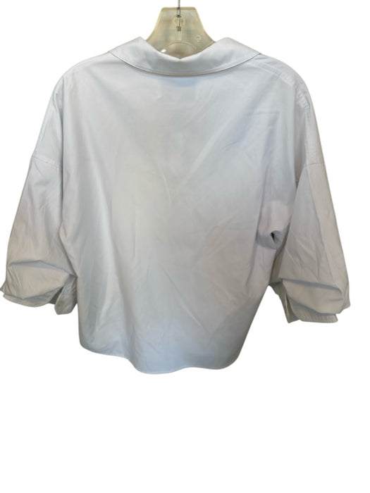 Brochu Walker Size M White Cotton Long Balloon Sleeve Button Down Collar Top White / M