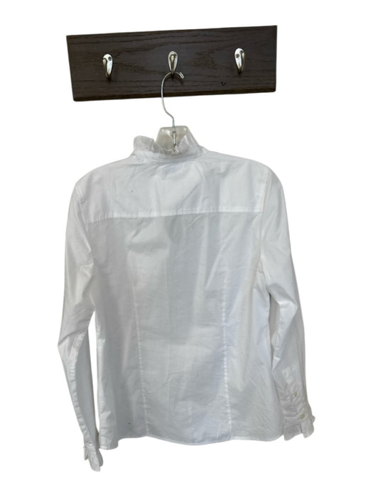J. Crew Size M White Organic Cotton Long Sleeve Ruffles Button Down Top White / M